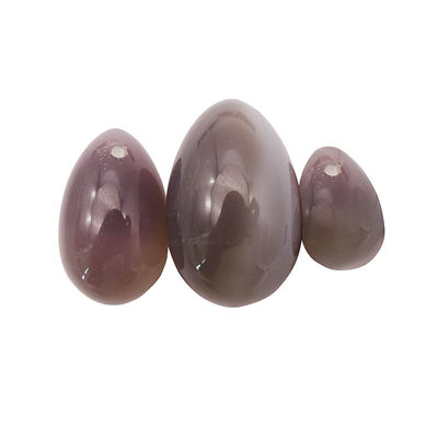 Set de huevos Yoni para curar huevo de ágata gris pulido Kaigl Vagina Dumbbell Yoni Piedra de masaje 3 tamaños para bienestar íntimo