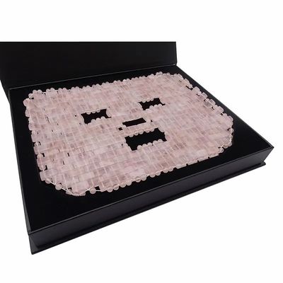 7.4 * 9.25 pulgadas Rosa Cuarzo de Jade Máscara de masaje de ojos de piedra natural masajeador de rostro máscara de sueño para la función de masaje de belleza
