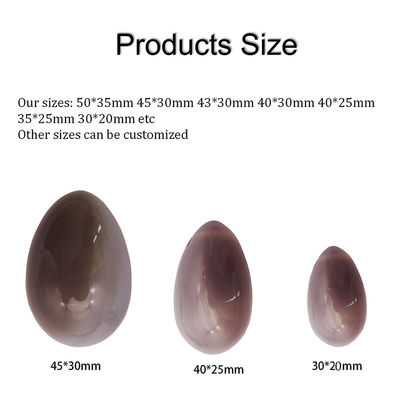 Arte popular pulido Huevos de piedra de ágata gris Yoni Set de huevos para mujeres estilo Kegel pulido