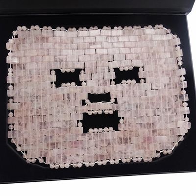 7.4 * 9.25 pulgadas Rosa Cuarzo de Jade Máscara de masaje de ojos de piedra natural masajeador de rostro máscara de sueño para la función de masaje de belleza