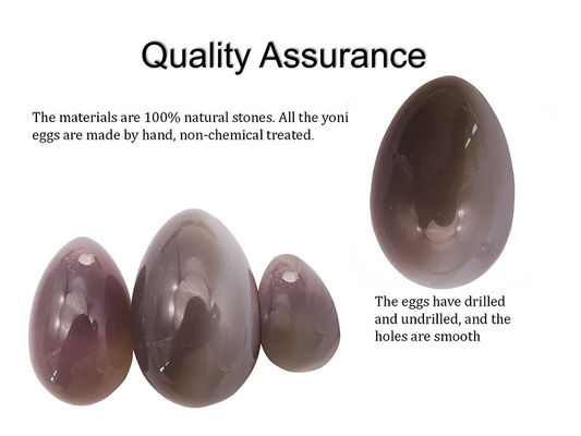 Arte popular pulido Huevos de piedra de ágata gris Yoni Set de huevos para mujeres estilo Kegel pulido