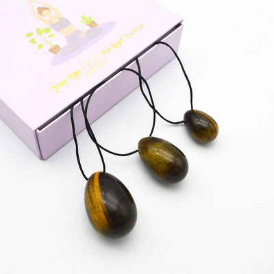 4 piezas de ojo de tigre perforado huevos y varitas Yoni conjunto con caja perfecto para las vacaciones y la colección de estatuas de talla de piedra