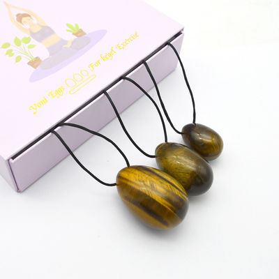 4 piezas de ojo de tigre perforado huevos y varitas Yoni conjunto con caja perfecto para las vacaciones y la colección de estatuas de talla de piedra