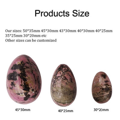 Ejercicio de Kegel Piedras preciosas Jade caliente Rhodonite Palm Stone Yoni huevos para mujeres Entrenamiento muscular pélvico en 3 tamaños