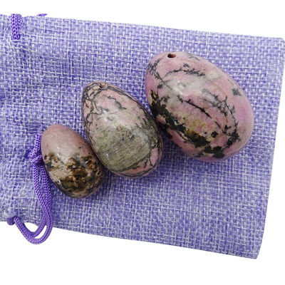 Ejercicio de Kegel Piedras preciosas Jade caliente Rhodonite Palm Stone Yoni huevos para mujeres Entrenamiento muscular pélvico en 3 tamaños
