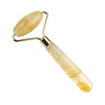 128*58mm Roller amarillo de cítrico de piedra natural real masajeador facial de hielo Roller de rostro soldado área de masaje lisa