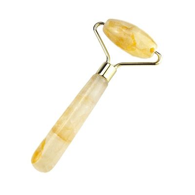 128*58mm Roller amarillo de cítrico de piedra natural real masajeador facial de hielo Roller de rostro soldado área de masaje lisa