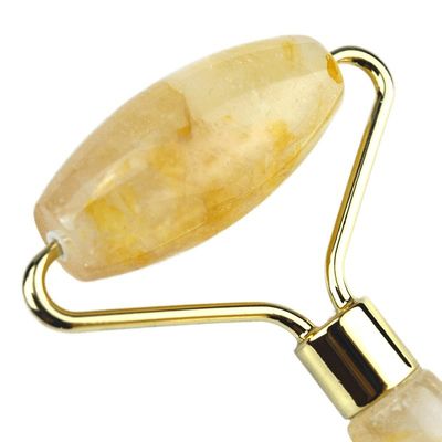 128*58mm Roller amarillo de cítrico de piedra natural real masajeador facial de hielo Roller de rostro soldado área de masaje lisa
