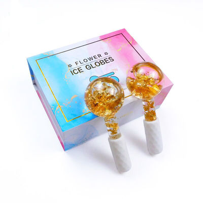 Borosilicato de vidrio 24K Oro de papel de hielo globos para masajeador facial para reducir la inflamación de hinchazón y bolsas debajo de los ojos