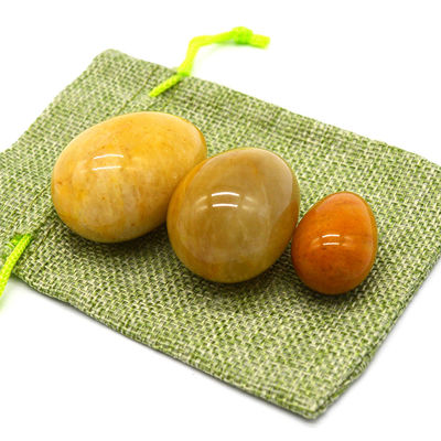 Apretamiento vaginal con huevos de jade amarillo natural herramienta de ejercicios de Kegel 45*30/40x30/x20mm