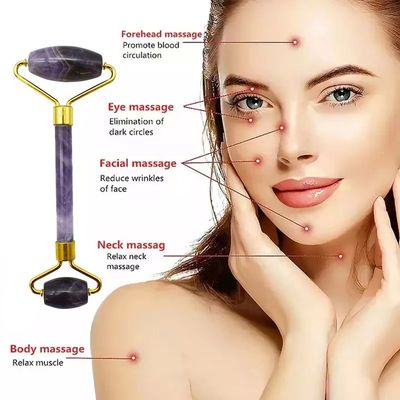 Roller de jade de amatista Guasha Herramientas para el cuidado de la piel del rostro Roller de ojos pequeños para los ojos Cara Gua Sha Masajista para mujeres Roller facial para el cuidado personal Regalos