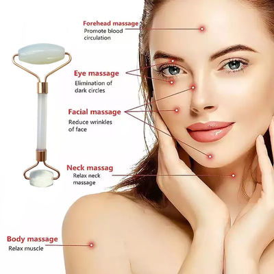Jade Guasha Roller Tools Opal Jade Facial Roller Gua Sha Masajeador para cara y ojos Alivio de hinchazón Reducción de las arrugas de la piel