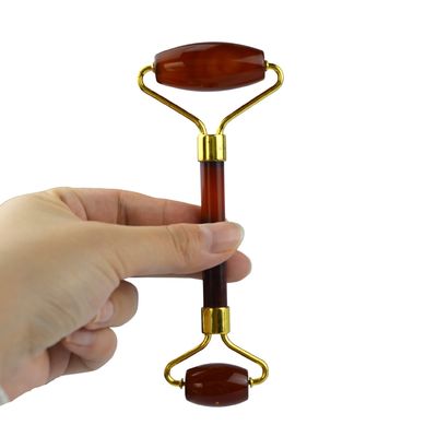 Logotipo personalizado DisponibleD 100% Auténtico Natural Carnelian Jade Guasha Roller Masaje Antienvejecimiento Cara Gua Sha Roller