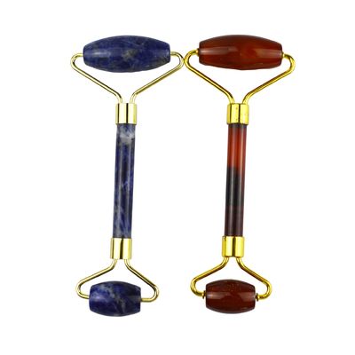 Logotipo personalizado DisponibleD 100% Auténtico Natural Carnelian Jade Guasha Roller Masaje Antienvejecimiento Cara Gua Sha Roller