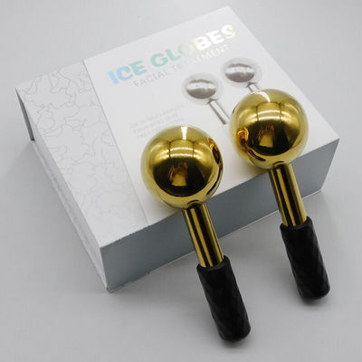 Masajeador facial para enfriar y reducir las ojeras Globos de hielo de acero inoxidable