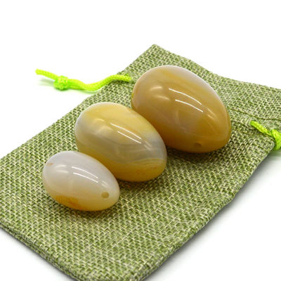 Gravado de piedra natural de ágata huevos perforados ejercicio vaginal huevos de jade 45*30mm/40*25mm/30*20mm