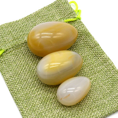 Gravado de piedra natural de ágata huevos perforados ejercicio vaginal huevos de jade 45*30mm/40*25mm/30*20mm