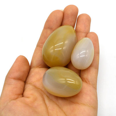 Gravado de piedra natural de ágata huevos perforados ejercicio vaginal huevos de jade 45*30mm/40*25mm/30*20mm