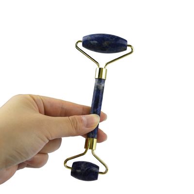 Masaje facial producto de belleza masajeador de cabeza de ojos azul Sodalite Facial Roller Jade Gua Sha herramienta para el cuidado de la piel con logotipo personalizado