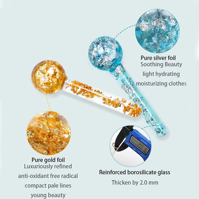 Globos de hielo de enfriamiento 24K Oro Roller de masaje facial para rutinas de belleza diarias para reducir la hinchazón facial y las ojeras