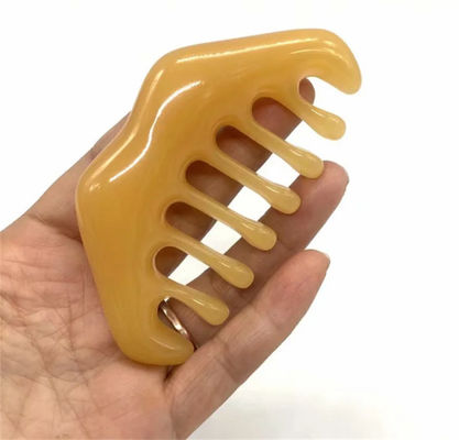 Peinado de masaje de resina Gua Sha certificado ISO9001 para el cuidado del cuero cabelludo y la terapia de acupuntura cera de abeja