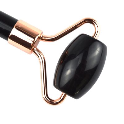 Roller de obsidiana negro natural Guasha masaje facial Gua Sha Roller para la cara Cuello y ojos Roller de jade clásico asequible