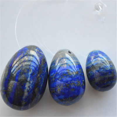Conjunto de 3 huevos de piedra lapislázuli huevos de Kegel naturales para ejercicios huevos de piedra preciosa Jade Yoni huevos perforados o sin perforar 3 tamaños hechos