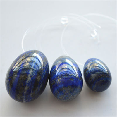 Conjunto de 3 huevos de piedra lapislázuli huevos de Kegel naturales para ejercicios huevos de piedra preciosa Jade Yoni huevos perforados o sin perforar 3 tamaños hechos