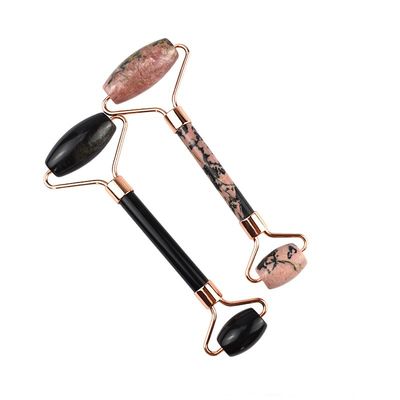 100% piedra preciosa natural negro obsidiana Facial Jade Guasha Roller Masajista Gua Sha Masaje Facial Herramientas de belleza Herramientas para el cuidado de la piel