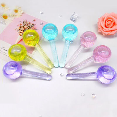 Herramienta de masaje facial contra el envejecimiento Globos de hielo Brillos para enfriar la cara Cuello y ojos Apretar la piel Vidrio borosilicato