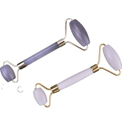 Herramientas de masaje Mejor vendedor Natural Jade Blanco Guasha Roller Masaje Facial Bola Gua Sha Roller Masajista Para Masajeador Facial