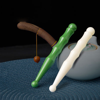 14.5cm Resina de doble cabeza Acupuntura para masaje facial y herramienta de estimulación linfática
