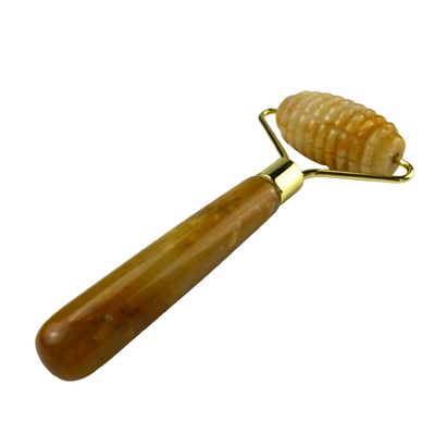 Masajista facial de jade amarillo personalizado de piedra preciosa de jade para masaje de cara y cuello