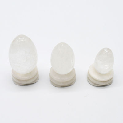 Huevos de cristal pulido y claro de cuarzo yoni huevos claros de piedra sagrada blanca huevos de Kegel para mejorar la salud pélvica