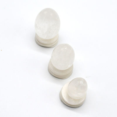 Huevos de cristal pulido y claro de cuarzo yoni huevos claros de piedra sagrada blanca huevos de Kegel para mejorar la salud pélvica