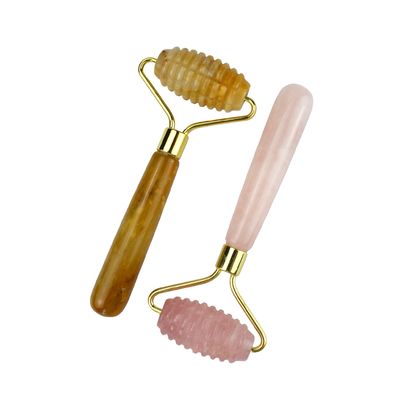Herramienta de masaje facial 100% de cuarzo rosa natural Gua Sha Jade Roller para cuidado de la piel y herramientas de masaje