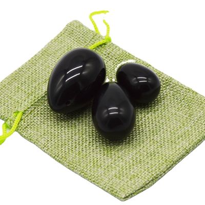 Escrito a mano 2024 Obsidiano Negro Yoni Huevos Kegel Herramienta de ejercicios para la salud y el bienestar de las mujeres