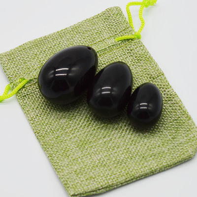 Escrito a mano 2024 Obsidiano Negro Yoni Huevos Kegel Herramienta de ejercicios para la salud y el bienestar de las mujeres