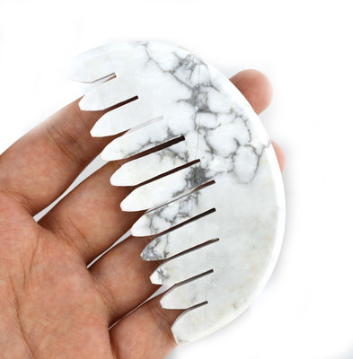 Alivia sin esfuerzo la tensión del cuero cabelludo con Natura White Turquoise Jade Hair Comb Gua Sha Tools