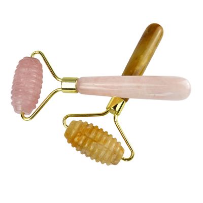 Equipo de masaje facial Jade amarillo natural Facial Guasha Roller para herramientas de masaje Herramientas de belleza