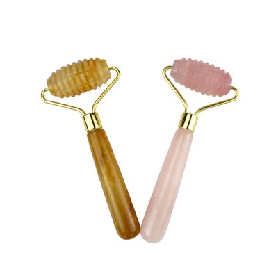 Masajeador facial Roller natural de jade de cuarzo rosa 100% cristal para masaje facial y de ojos Productos de belleza