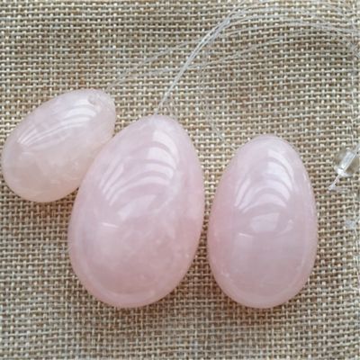 Huevos Yoni de cuarzo rosa para entrenamiento muscular PC y ejercicio de Kegel femenino