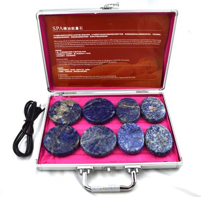 Cuidado de la salud personal Blue Soddlite 8pcs Piedra de masaje en caja de calentamiento de aluminio con piedras de energía de masaje térmico
