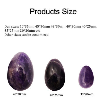 Tipo de talla de piedra preciosa Ametista natural de cristal de huevo conjunto de 3 PCS de mano tallado Kegel huevos de jade para mujeres empoderamiento