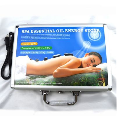 Cuidado de la salud personal Blue Soddlite 8pcs Piedra de masaje en caja de calentamiento de aluminio con piedras de energía de masaje térmico