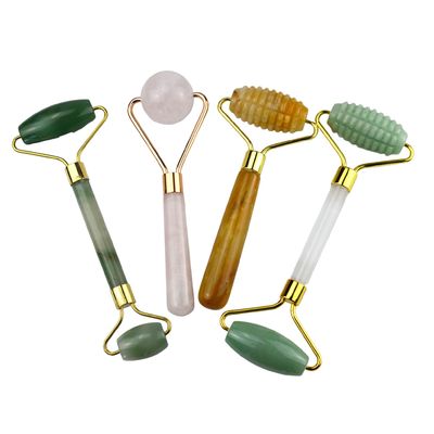 Equipo de masaje facial Aventurine verde Gua Sha Jade Roller de piedra Guasha Roller para masajeador facial