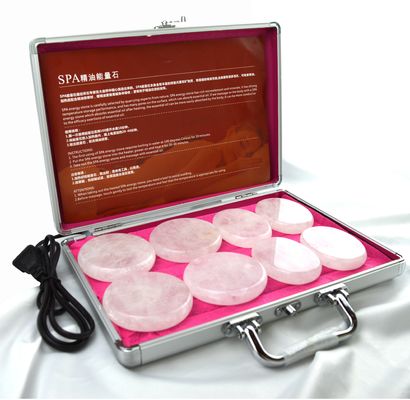 Masaje corporal Piedra de cuarzo clara Gua Sha 8pcs Guasha Conjunto con caja de calefacción Masaje térmico Piedra de energía