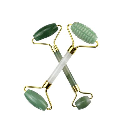 Equipo de masaje facial Aventurine verde Gua Sha Jade Roller de piedra Guasha Roller para masajeador facial