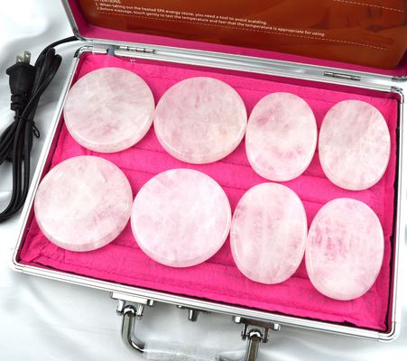 Masaje corporal Piedra de cuarzo clara Gua Sha 8pcs Guasha Conjunto con caja de calefacción Masaje térmico Piedra de energía