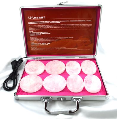 Masaje corporal Piedra de cuarzo clara Gua Sha 8pcs Guasha Conjunto con caja de calefacción Masaje térmico Piedra de energía